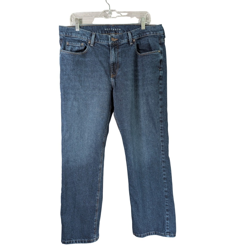 Mott & Bow Straight Leg Jeans Mens 34x30 Dark Wash Blue Denim Stretch Cotton